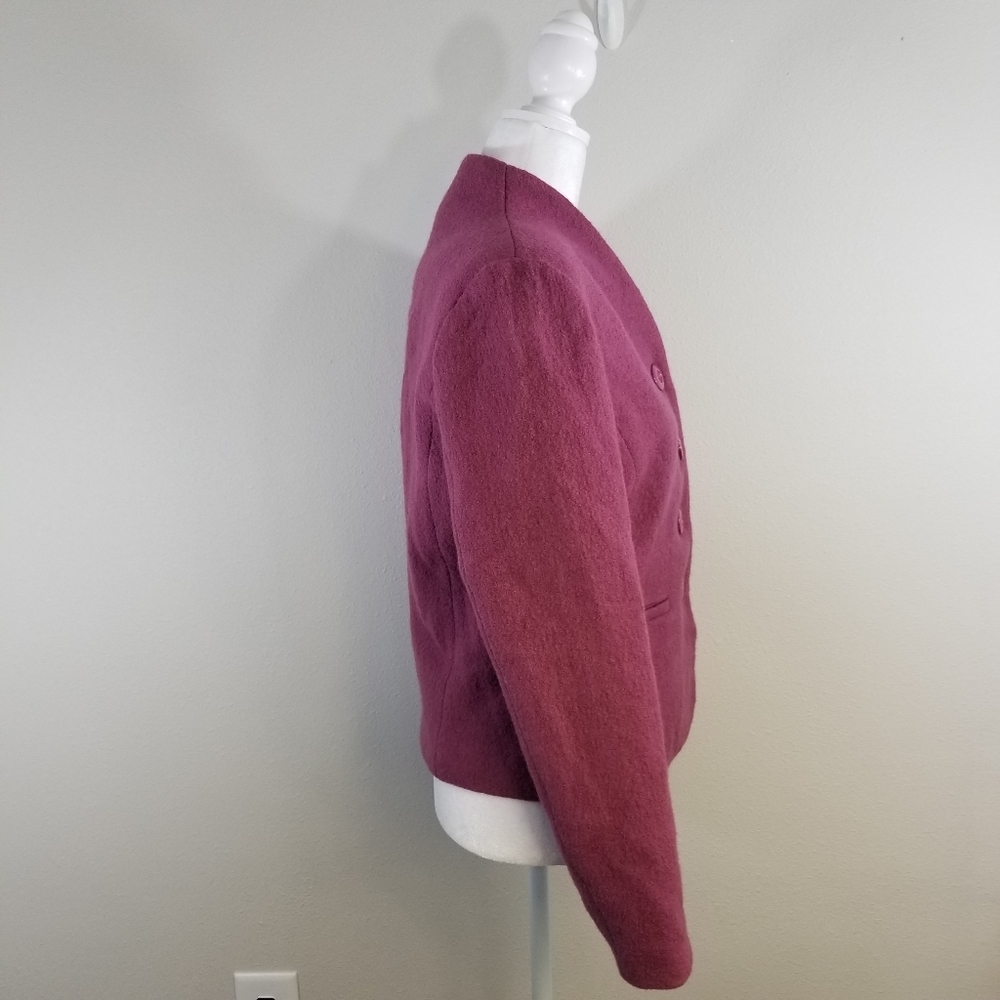 Orvis Raspberry Button Up Wool Blazer Size Xs - image 3